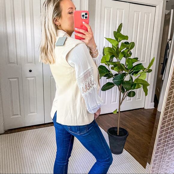 Reed Krakoff Leather Trimmed Piqu Blazer Vest - Picture 4 of 9